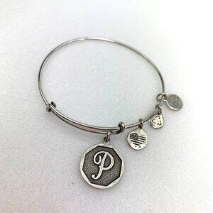 Alex and Ani Silver Initial P Charm Bracelet - Expands 2"- 3.5"